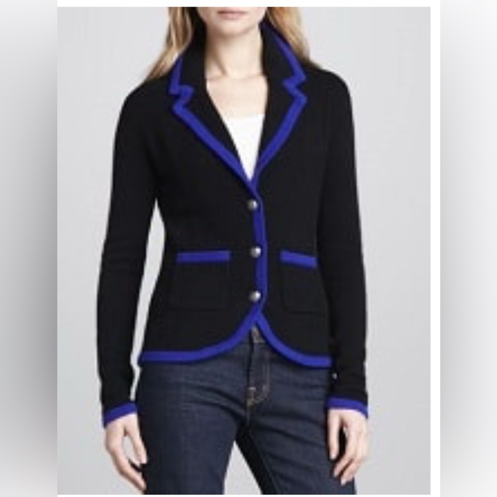 Autumn Cashmere Contrast-Trim Cashmere Blazer size Medium EUC no holes